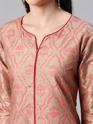 Brown printed art silk kurtas-and-kurtis 4