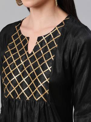Black plain art silk kurtas-and-kurtis 4