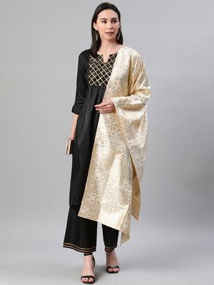 Black plain art silk kurtas-and-kurtis 5