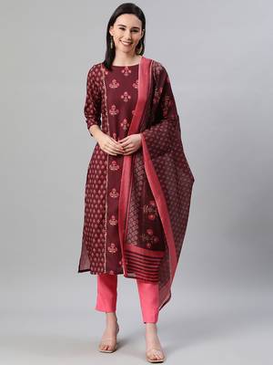 Maroon printed rayon kurtas-and-kurtis 1