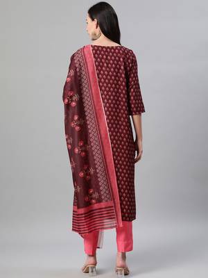 Maroon printed rayon kurtas-and-kurtis 3
