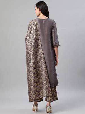 Grey printed art silk kurtas-and-kurtis 3