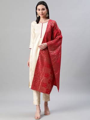 Cream plain art silk kurtas-and-kurtis 1
