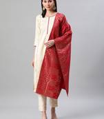 Cream plain art silk kurtas-and-kurtis