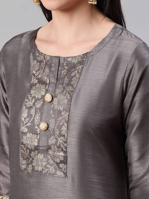 Grey printed art silk kurtas-and-kurtis 4