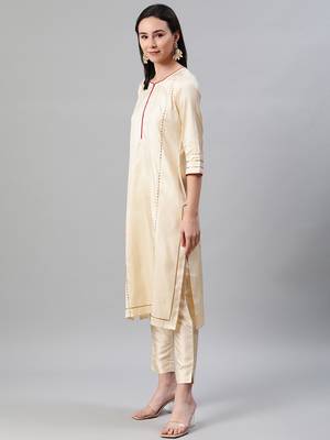 Cream plain art silk kurtas-and-kurtis 2
