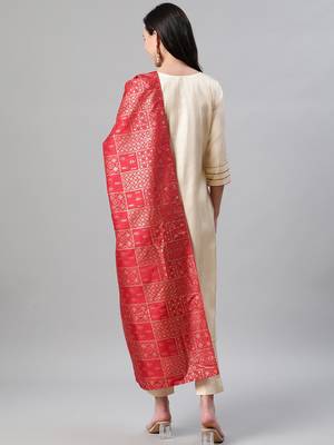 Cream plain art silk kurtas-and-kurtis 3