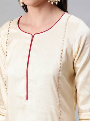 Cream plain art silk kurtas-and-kurtis 4