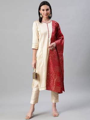 Cream plain art silk kurtas-and-kurtis 5