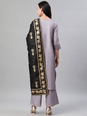 Grey plain art silk kurtas-and-kurtis 3