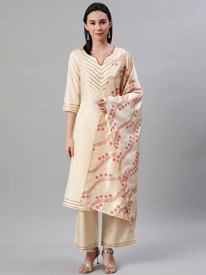 Cream plain art silk kurtas-and-kurtis 1