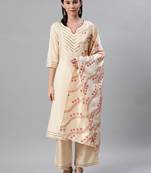 Cream plain art silk kurtas-and-kurtis