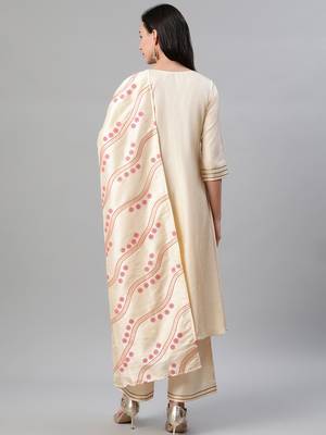 Cream plain art silk kurtas-and-kurtis 3