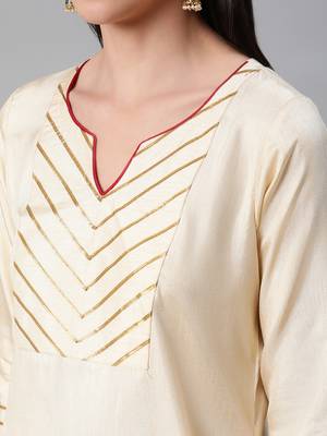 Cream plain art silk kurtas-and-kurtis 4