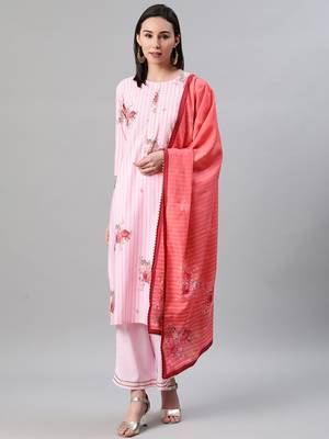 Pink printed crepe kurtas-and-kurtis 1