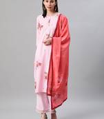 Pink printed crepe kurtas-and-kurtis