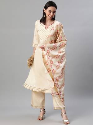 Cream plain art silk kurtas-and-kurtis 5