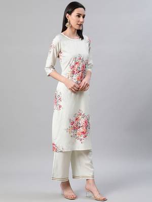 Cream printed crepe kurtas-and-kurtis 2