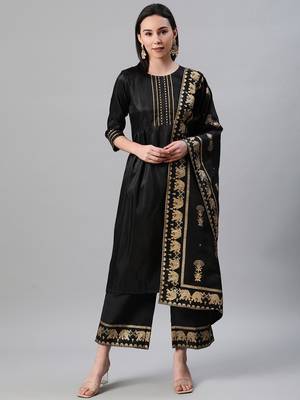 Black plain art silk kurtas-and-kurtis 1