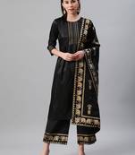 Black plain art silk kurtas-and-kurtis