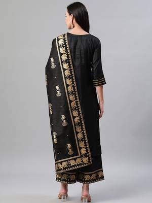 Black plain art silk kurtas-and-kurtis 3