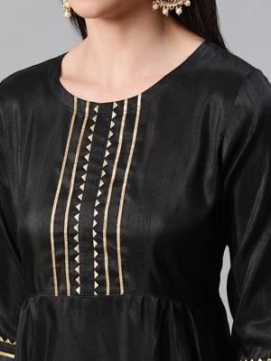 Black plain art silk kurtas-and-kurtis 4