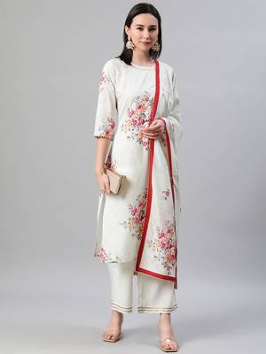 Cream printed crepe kurtas-and-kurtis 5