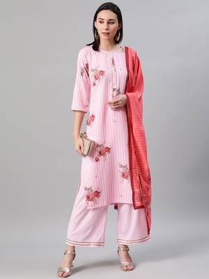 Pink printed crepe kurtas-and-kurtis 5