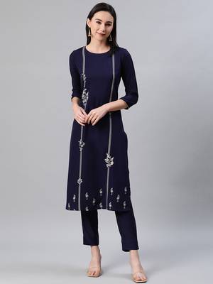Blue printed rayon kurtas-and-kurtis 1
