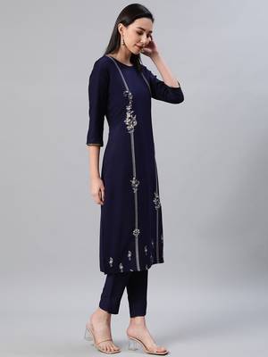Blue printed rayon kurtas-and-kurtis 2