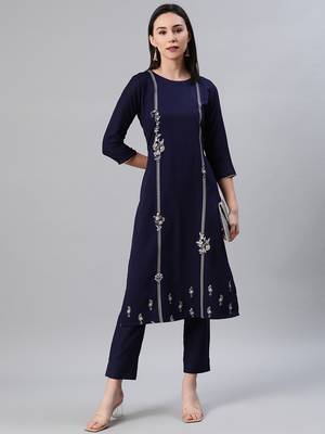 Blue printed rayon kurtas-and-kurtis 5