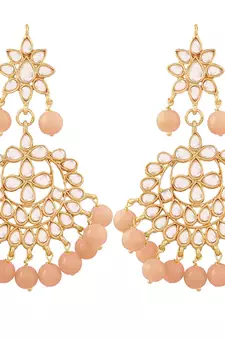 Traditional Gold Plated Kundan & Pearl Earrings For Women
