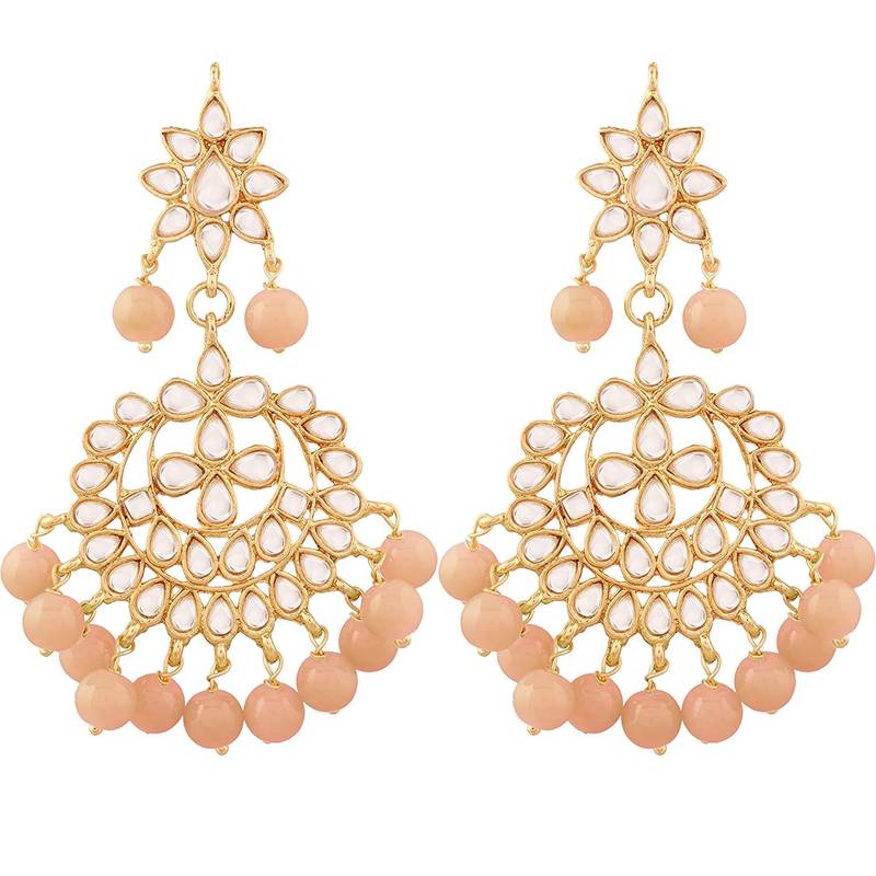Traditional Gold Plated Kundan & Pearl Earrings For Women
