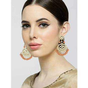 Traditional Gold Plated Kundan & Pearl Earrings For Women 3