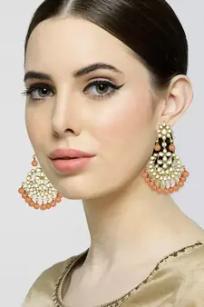 Traditional Gold Plated Kundan & Pearl Earrings For Women
