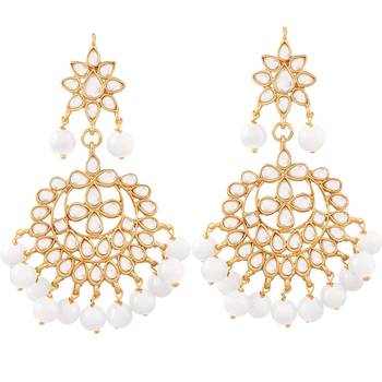 Traditional Gold Plated Kundan & Pearl Earrings For Women 2