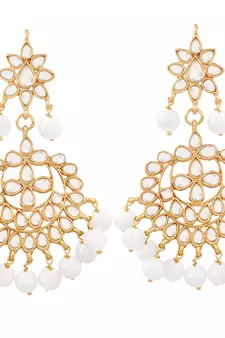 Traditional Gold Plated Kundan & Pearl Earrings For Women