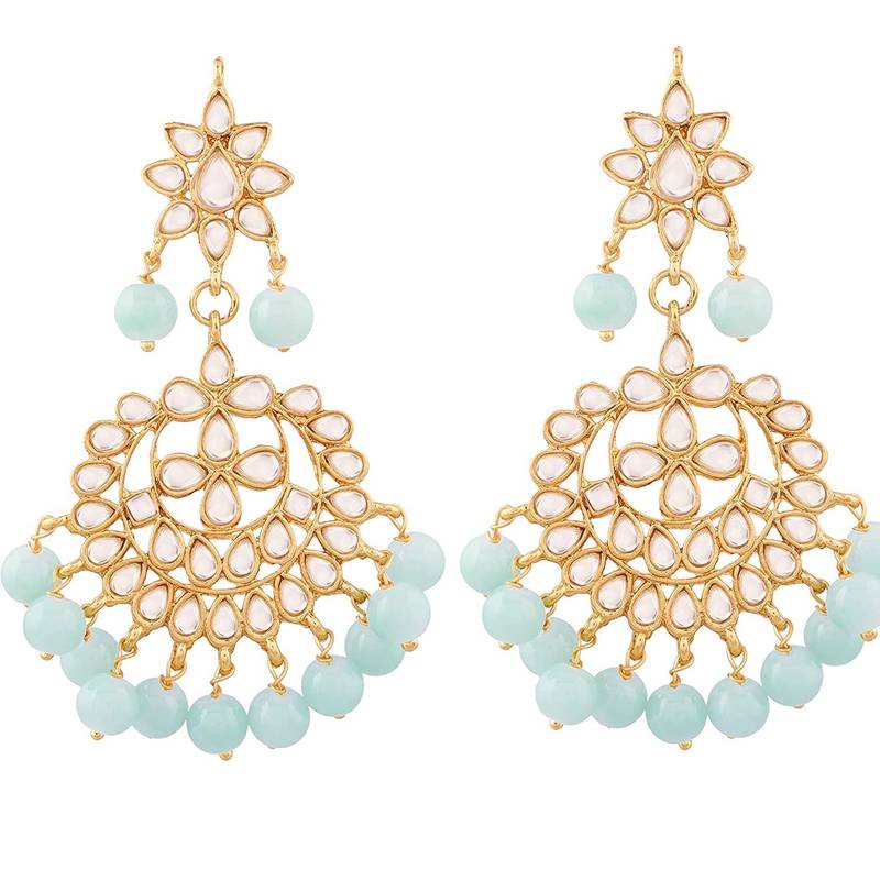 Traditional Gold Plated Kundan & Pearl Earrings For Women