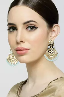Traditional Gold Plated Kundan & Pearl Earrings For Women