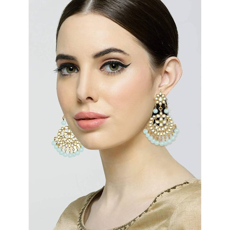Traditional Gold Plated Kundan & Pearl Earrings For Women