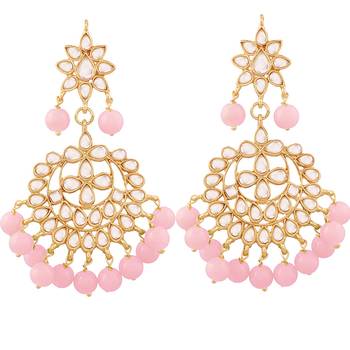 Traditional Gold Plated Kundan & Pearl Earrings For Women 2