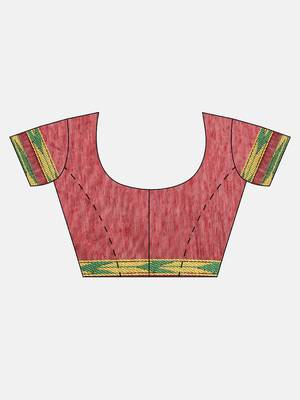Kimisha Women's Linen Maroon Saree With Runing Blouse 5