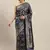 Kimisha Women's Navy Blue Silk Woven Design Saree With Unstitched Blouse