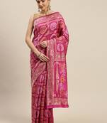 Kimisha Women's Rani Silk Woven Design Saree With Unstitched Blouse