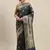 Women's Navy Blue Silk Blend Woven Design Saree With Unstitched Blouse