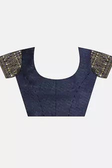 Women's Navy Blue silk blend Woven Design Saree With Unstitched Blouse