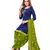 Blue Printed Polyester Unstitched Salwar  Kameez