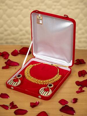 atorakushon Red Women Velvet Jewellery Storage Boxes Necklace Ring Earring Pendant Half Set Wedding Organizer Pack 2 4
