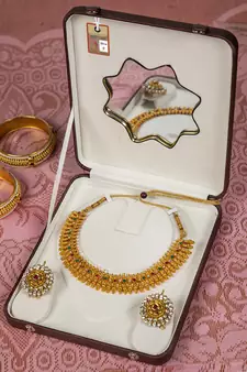 atorakushon   Fabric Women Jewellery Storage Boxes Necklace Ring Earring Pendant Half Set Wardrobe Organizer Pack2 Brown