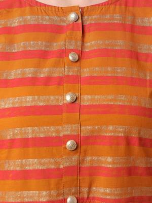 Orange printed cotton long-dresses 4